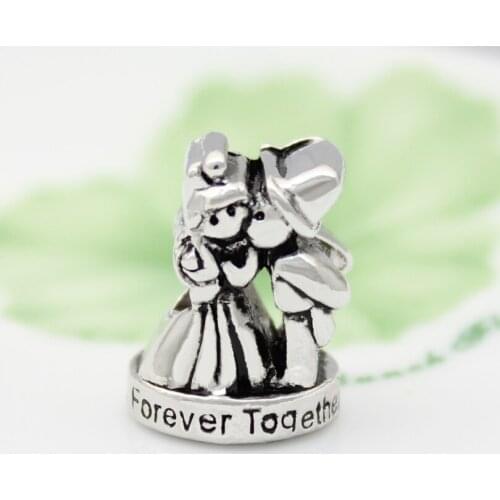 The new type of DIY charm beads classic romantic kiss bride and groom wedding will always love beads fit Pandora charm bracelets