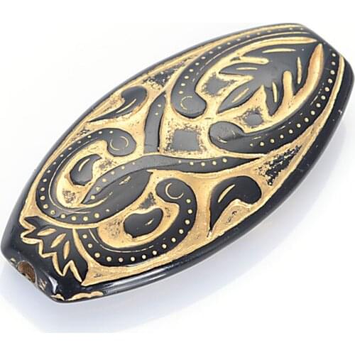 Wholesale Acrylic CCB Enlace Patterned Flat Oval Acrylic Antique Design Beads For Women Diy Bracelet Bangle Jewelry Making