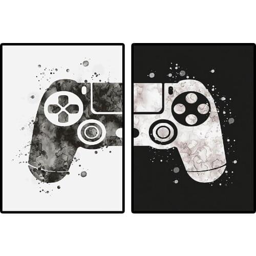 Watercolor Boy Gamepad Poster Abstract Art Living Room Bedroom Decoration Frameless Canvas Painting Aesthetic Room Decor