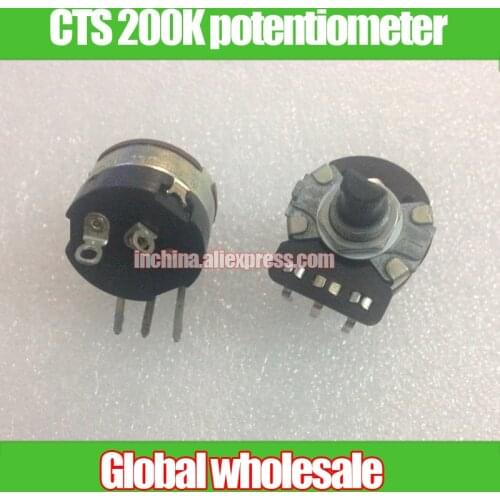2pcs CTS 200K potentiometer with switch 6A125VAC Handle length 16MMF