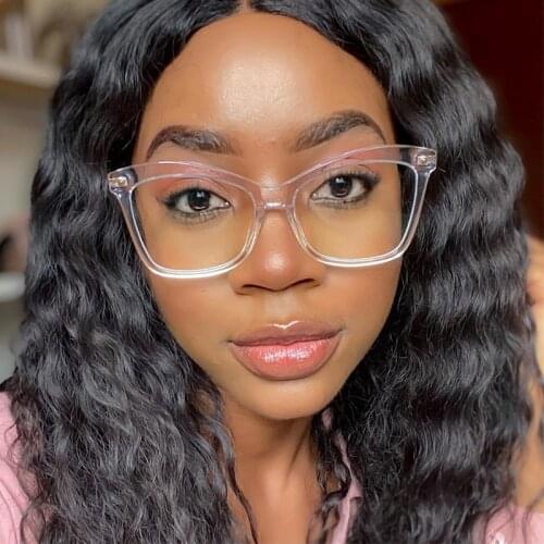 Transparent Square Cat Eye Glasses Clear Lens Points Zero Eyeglasses Frame Women Men Optical Spectacles Fashion Accessories
