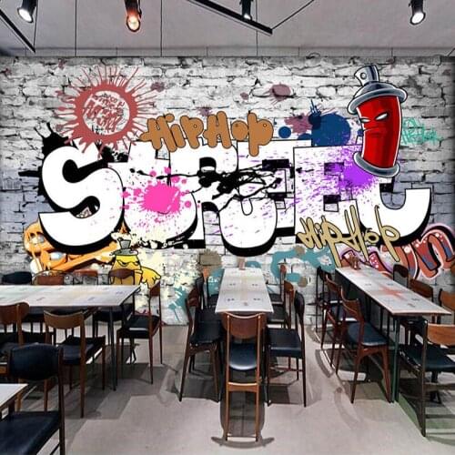 Dropship Custom 3D Wall Murals Wallpaper Creative Art Retro Street Graffiti Bar Restaurant Modern Wallpaper Brick Wallpaper