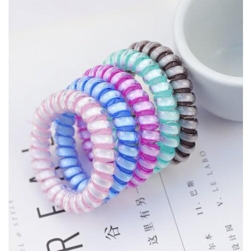 5pcs/set Women Luminous Telephone Line Hair Rope Plush Scrunchies Solid Color Ponytail Holder Hair Accessories Women Party