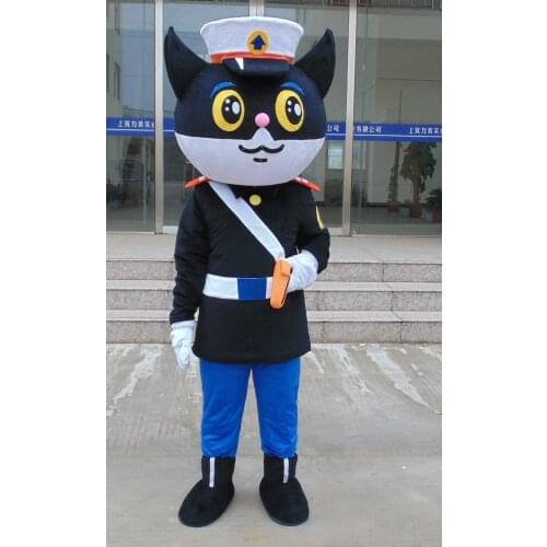 Helmet Black Cat Sheriff Mascot Costumes Unisex Cartoon Character Cosply Fancy Dress Costumes