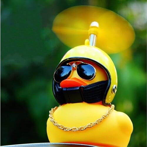 Helmet Broken Wind Small Yellow Duck Gift Cute Car Accessories Interior Breaking Wind Wave Duck Car Ornament Cycling Decoration