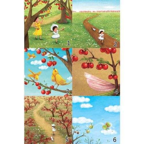 Pretty Spring Rural fields & Girls Cotton Linen Fabric For DIY Sewing Patchwork Home Textile Decor 15*15cm