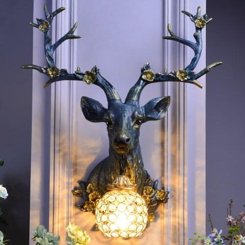 Modern LED Resin Deer Wall Lamp for Dining Room Decor Attic Aisle Living Room Bedroom Wall Sconce Light Home Decor Vanity Light