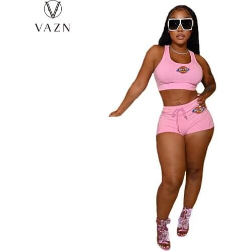 VAZN 2021 INS Tracksuits Set High Street Sexy Young Energy Mini Tank Top Short Pants Free Women 2 Piece Set Women Wear