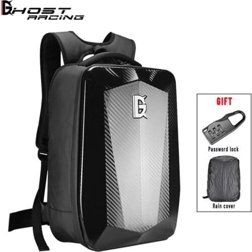 Ghost Racing Motorcycle Seat Bag Super Waterproof Motorcycle Backpack Carbon Fiber Moto Helmet Bag Expandable Tail Bag 40L