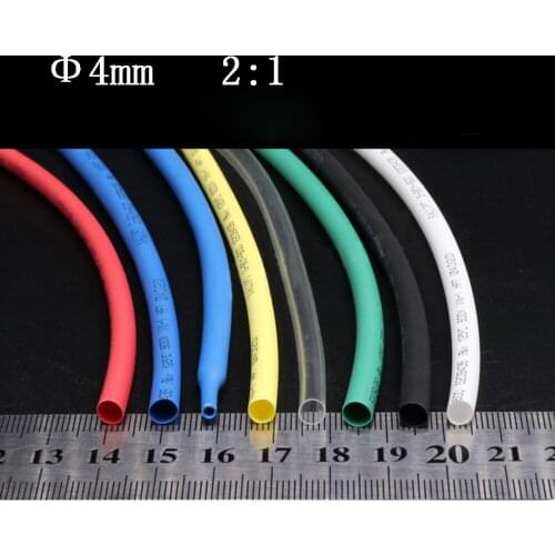 2:1 Ratio Φ4mm Heat Shrinkable Tube Heat Shrink Tubing ROHS UL Certified Electrical Wire Sleeves Choose Color & Length