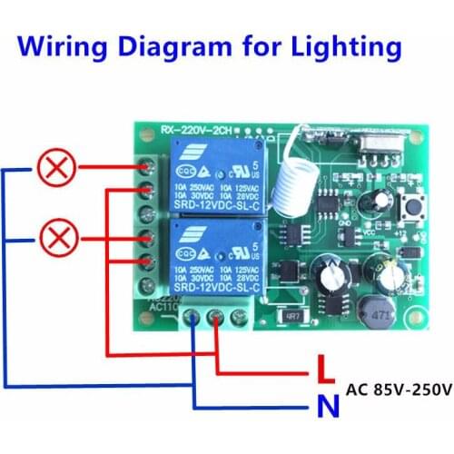 Universal 433 Mhz Wireless Remote Control Switch Relay 220V 2CH Receiver Module +RF 433Mhz Remote Controls DF
