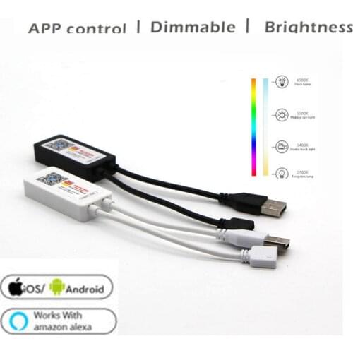 USB WiFi LED Strip Light Controller for 5050 2835 RGB Flexible Ribbon Amazon Alexa Google Phone Voice IOS/Android APP DC5-24V