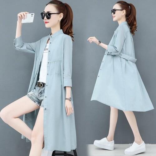 Spring and Summer Coat Sun Protection Shirt Women Mid-Length Windbreaker Sun Protection Clothing Thin Air-Conditioned Shirt