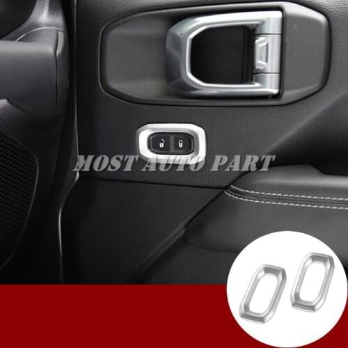 Inner Car Door Lock Switch Button Trim Cover For Jeep Wrangler JL 2018-2019 Red/Silver/Black Car accesories interior Car Trim