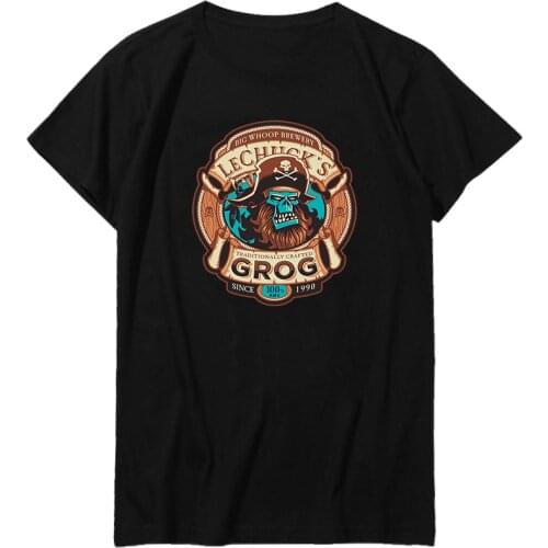 Funny Grog T Shirt Ghost pirate monkey Island Lechucks Brewery Tee T-Shirt Mens Oversized Streetwear Harajuku Men clothing