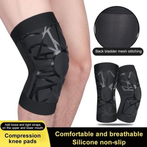 1PCS Black Compression Knee Support Sleeve Protector Elastic Kneepad Brace Springs Gym Sports Basketball Volleyball