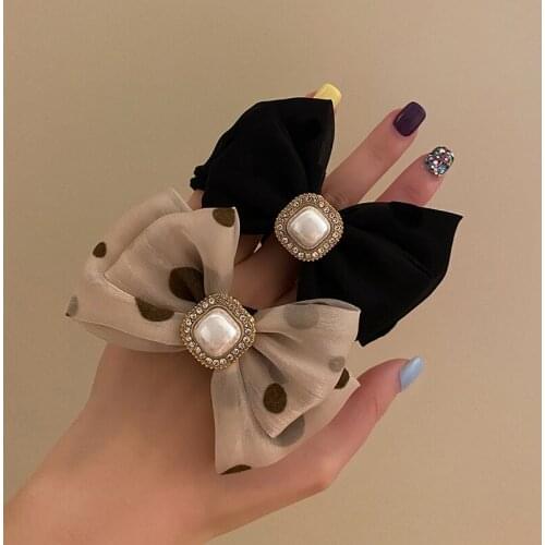 Korean Style Simplicity Flowers Women Girls Elastic Hair Band Hair Accessories Fashoin Bow Grils Pearls Scrunchies Headband