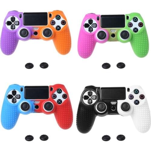 1Set Studded Dots Case Silicone Protective Cover with Joystick Cap for Sony PS4