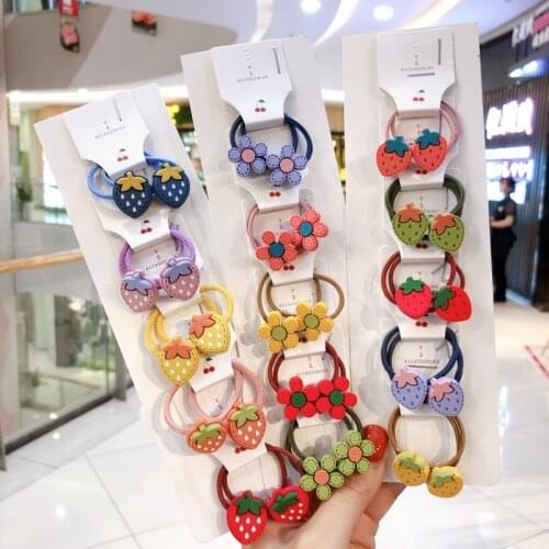 1 Set Cute Cartoon Flower Small Hair Ring Rope Ties Children Girls Kids Elastic Hair Rubber Bands Ornament Headdress Accessories