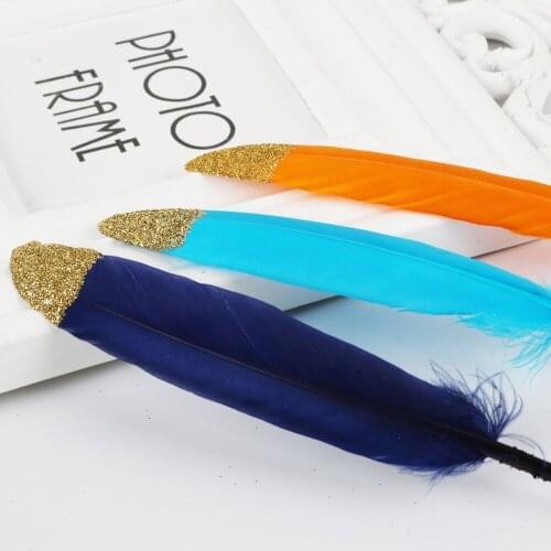 10pcs Gold Colorful Dyed Beautiful DIY Goose Feathers For Home Decor Earrings Jewelry Clothing DIY Sewing Accessories
