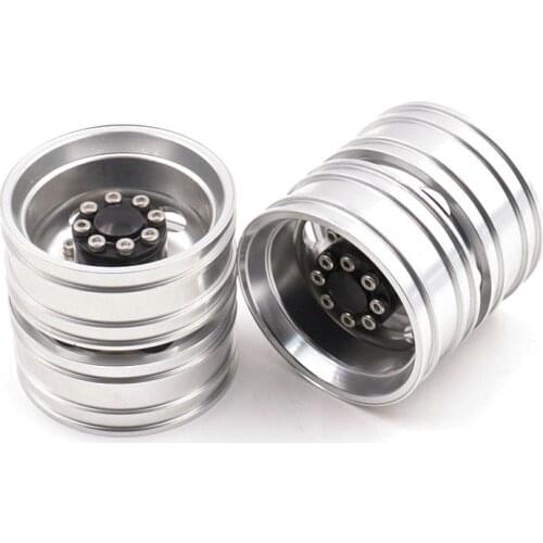 2PCS CNC Metal Alloy Rear Wheel Hub Rim for 1/14 Tamiya RC Car Tow Drag Trailer Truck Man Scania