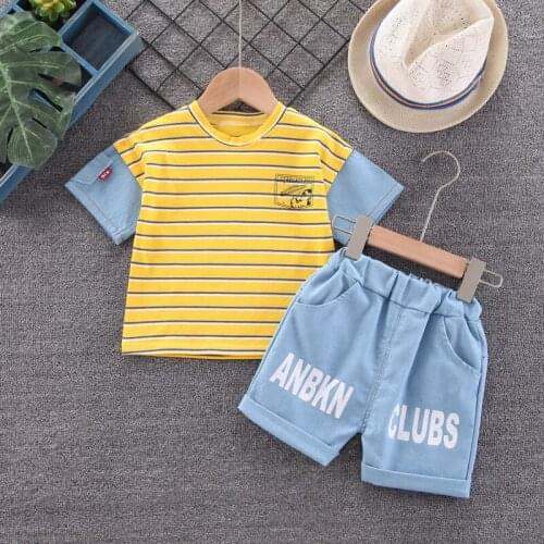 2021 Summer Toddler Baby Boys/Girls Clothes Outfits Cotton Stripe T-shirt Tops+Shorts 2pcs/Sets Newborn Suits Childrens Wear