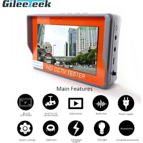5/4.3 Inch 5/8MP CCTV Camera Tester AHD Tester Monitor TVI CVI CVBS Tester Monitor HD Display Portable Video Tester with LED