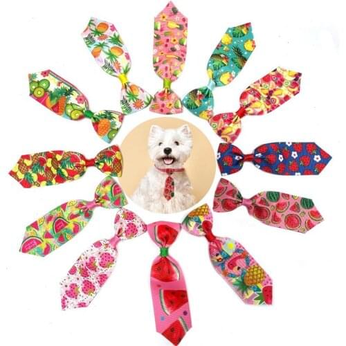 50/100pcs Summer Pet Dog Bow Tie Necktie Fruit Pattern Puppy Cat Dog Bow Tie Adjustable Bow Tie Dog Grooming Product Accessories