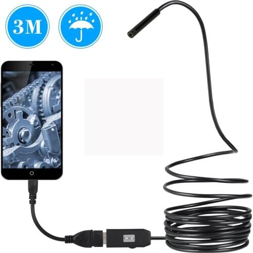 6 LEDs Borescope 5.5MM USB Endoscope 3M Cable Probe Waterproof Inspection Borescope USB Snake Tube Camera OTG Compatible