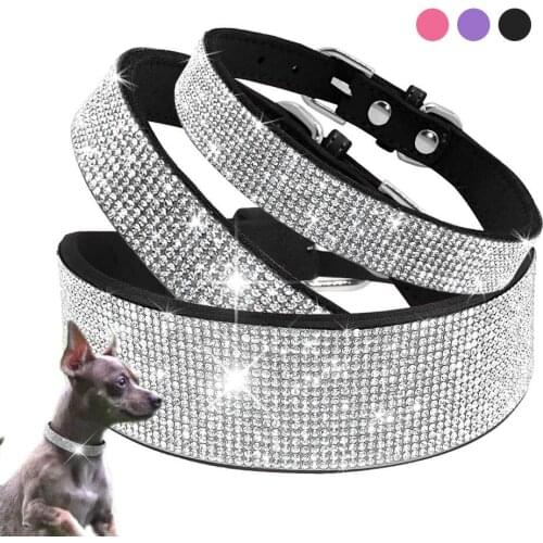 Bling Dog Cat Collars Leather Pet Puppy Kitten Collar Walk Leash Lead For Small Medium Dogs Cats Chihuahua Pug Yorkie