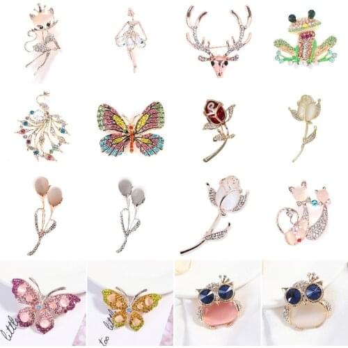 Flower Brooches Opal Stone Flower Brooch Butterfly Flower Phoenix Dragonfly Cat Brooches Pin Garment Accessories Birthday Gift