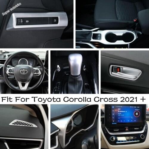 Central & Instrument AC Vent Outlet / Water Cup Holder & Handbrake / Gear Shift Knob Cover Trim For Toyota Corolla Cross 2021