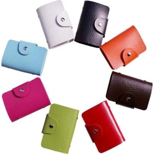 New Leather Function 24 Bits Card Case Business Card Holder Men Women Credit Passport Card Bag ID Passport Card Wallet 8 Colors