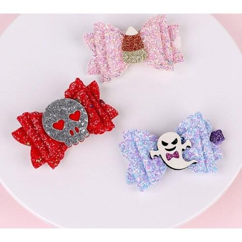 Glitter Sequins Cartoon Bowknot Children Hairband Fashion Handmade Bows Headband Infant Hair Accessories Halloween Decoration