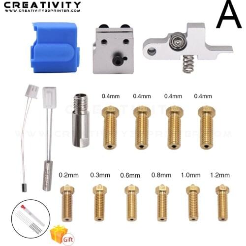 3D Printer Extruder Sidewinder X1 and Genius Silicone Nozzle kit Throat Handle Thermistor Heating Pipe Heated Block Kit