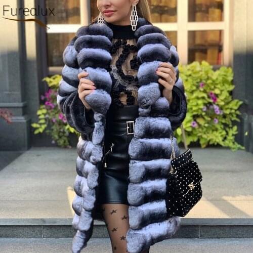 FUREALUX Natural Real Rex Rabbit Fur Coat Winter Womens Street Style Warmth Fashion Thick Clothing 2021 New Trend Handmade