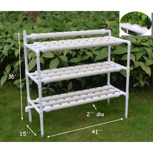 Hydroponic Grow Kit 3 Layers 90 Plant Sites 10 PVC Pipes Hydroponics Growing System with 110V 220V Water Pump Nest Basket