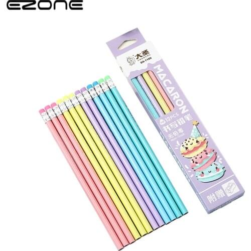 EZONE 12pcs/set HB Pencils Sketch Wooden Lead Pencils With Eraser Sharpener Children Drawing Pencil School Writing Stationery