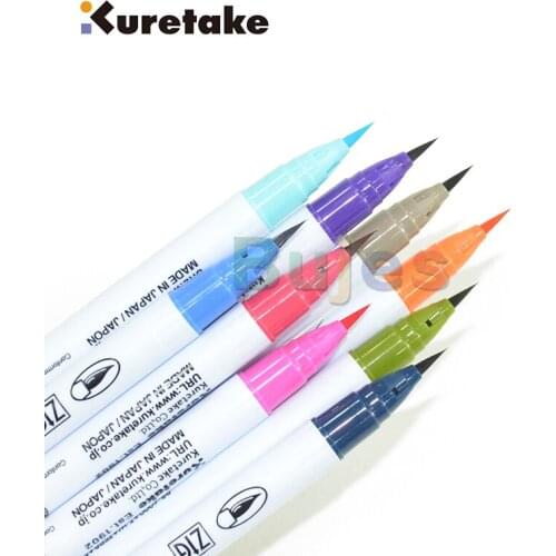 Kuretake ZIG Clean Color Real Brush Watercolor Brush Pens Soft Tip Drawing Sketching Pen Watercolor Painting RB-6000AT