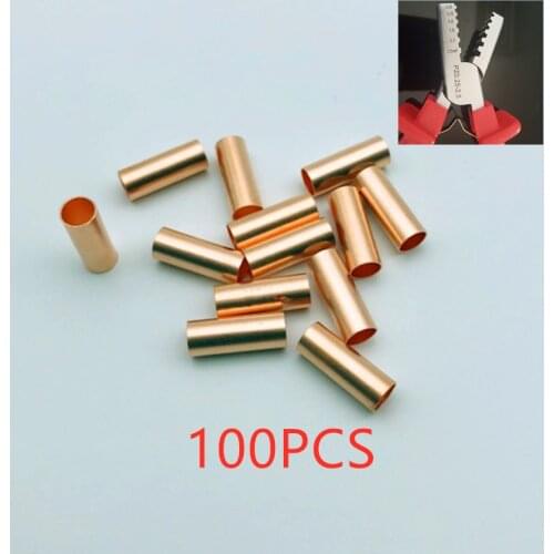 100PCS Copper connecting pipe wire joint small copper tube intermediate joint direct connection pressure pipe cold pressed