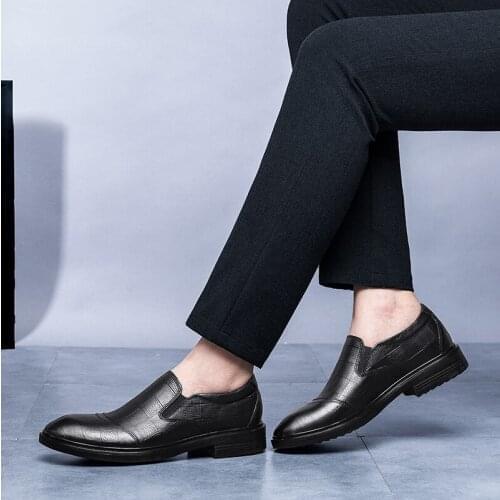 Mens business casual shoes, pointed toe low-top shoes, comfortable, breathable, lightweight loafers, large size mens shoes