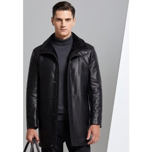 Autumn And Winter New Mens Leather Jacket Lapel Fur One Mid-length Fur Coat Simulation Thickening Clothing