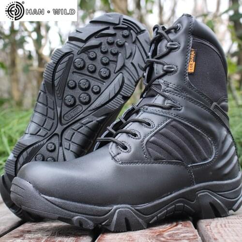 Men Tactical Military Boot Winter Genuine Leather Waterproof Rubber Work Shoes Mens Combat Ankle Army Boots