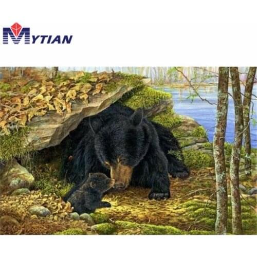 MYTIAN 5d DIY Diamond Painting Bear and Baby Cub,Diamond Embroidery Mosaic Animals Paint Cross Stitch Full Drill Home Decoration