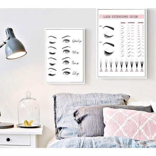 Makeup Wall Art Pictures Lash Extens Technic Poster and Prints Salon Decor Girls Gift Modern Fashion Black White Canvas Painting