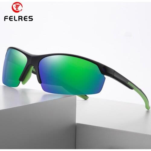 FELRES Men Women Polarized Sport TR Half Frame Sunglasses UV400 Outdoor Driving Cycling Fishing Coating Glasses With Box 3024