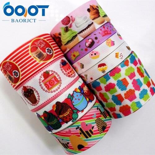 OOOT BAORJCT 175096 22mm 10yard Cake Ribbons Thermal transfer Printed grosgrain Wedding Accessories DIY handmade material