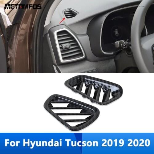 For Hyundai Tucson 2019 2020 Carbon Fiber Front Air Conditioner Vent Outlet Cover Trim Decoration Frame Interior Car Accessories