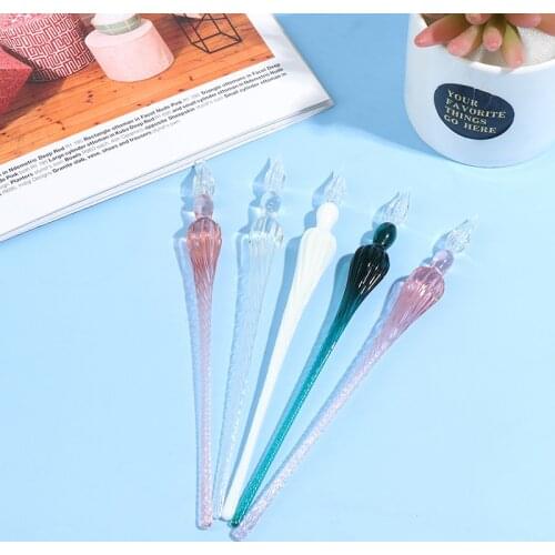 Crystal Glass Dip Pen Set Non-carbon Ink Fountain Signature Pen Writing Tools Soda Lime Glass Pen