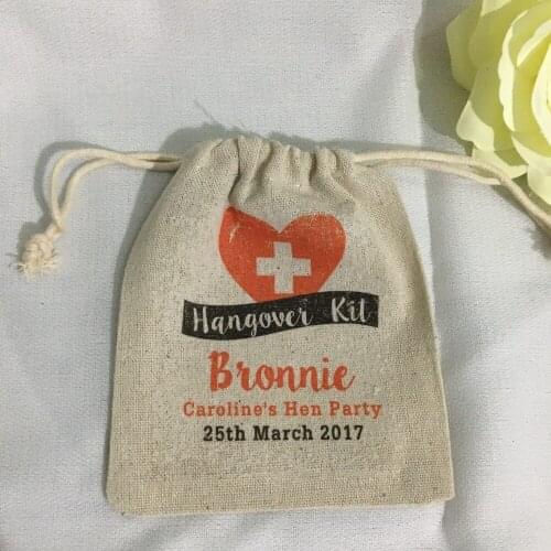 Personalized Bachelorette wedding Hangover Kit favor keepsake gift Bags bridal shower party Candy pouches